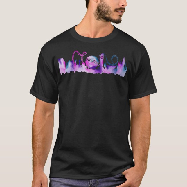 Orlando Theme Park Inspiriert Wasserfarben Skyline T-Shirt (Vorderseite)
