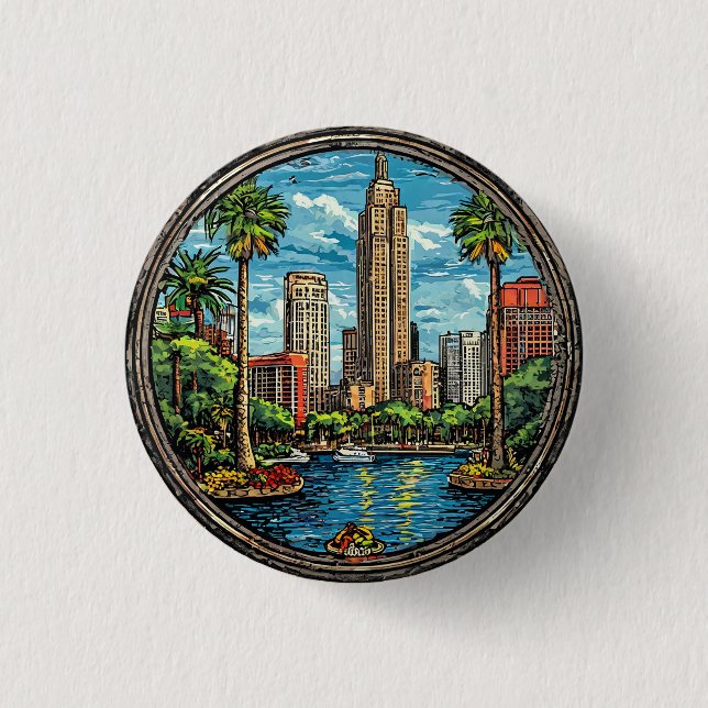 Orlando View mit Wolkenkratzern Button (Vorderseite)