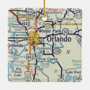Orlando Vintag Map Keramikornament