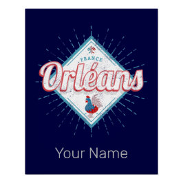 Orleans Loiret France Retro Rooster Vintag Poster