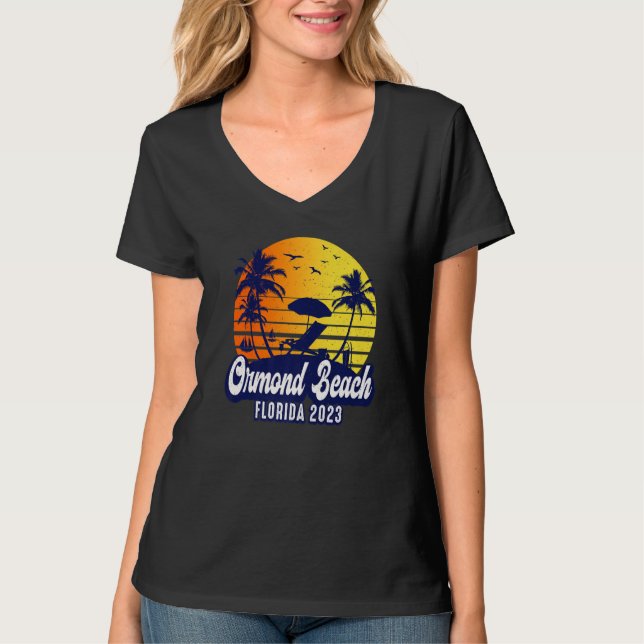 Ormond Beach 2023 Florida Sunset Beach Retro Premi T-Shirt (Vorderseite)