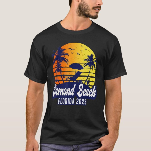 Ormond Beach 2023 Florida Sunset Beach Retro T-Shirt (Vorderseite)