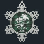 Ormond Beach Florida Palm Green Kariert Schneeflocken Zinn-Ornament<br><div class="desc">Ormond Beach Florida Palm Tree Grün Karierter Weihnachtsschmuck</div>