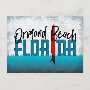 Ormond Beach Postcard Florida Surfboard Postkarte