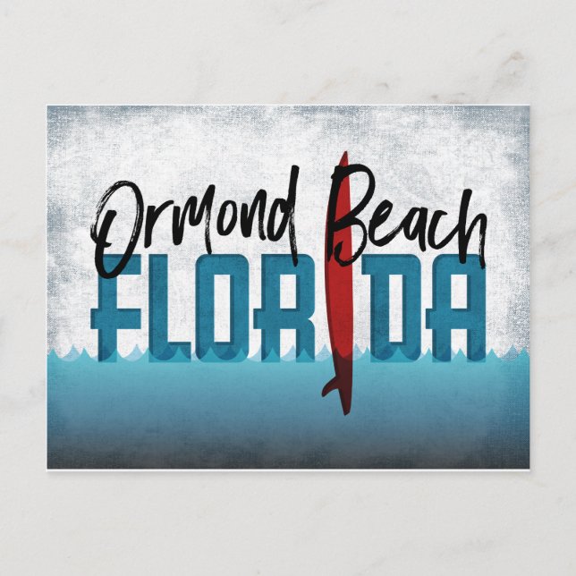 Ormond Beach Postcard Florida Surfboard Postkarte (Vorderseite)