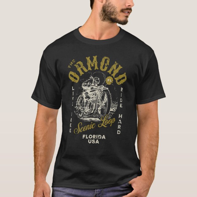 Ormond Landschaftlich Loop Florida Motorrad-Distan T-Shirt (Vorderseite)