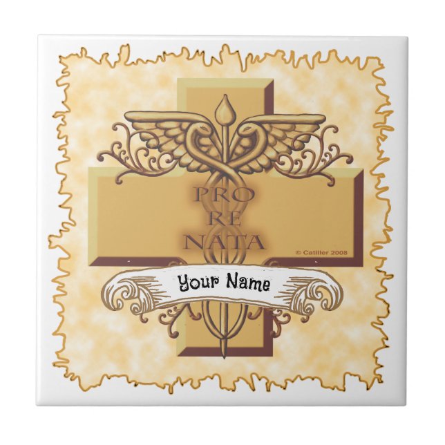 Orn Caduceus Krankenschwester Fliese (Vorderseite)