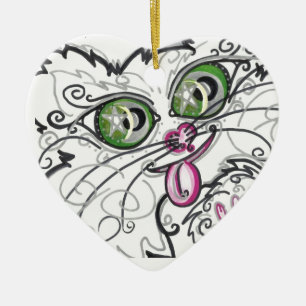 Ornament Cool Cat Face Scroll