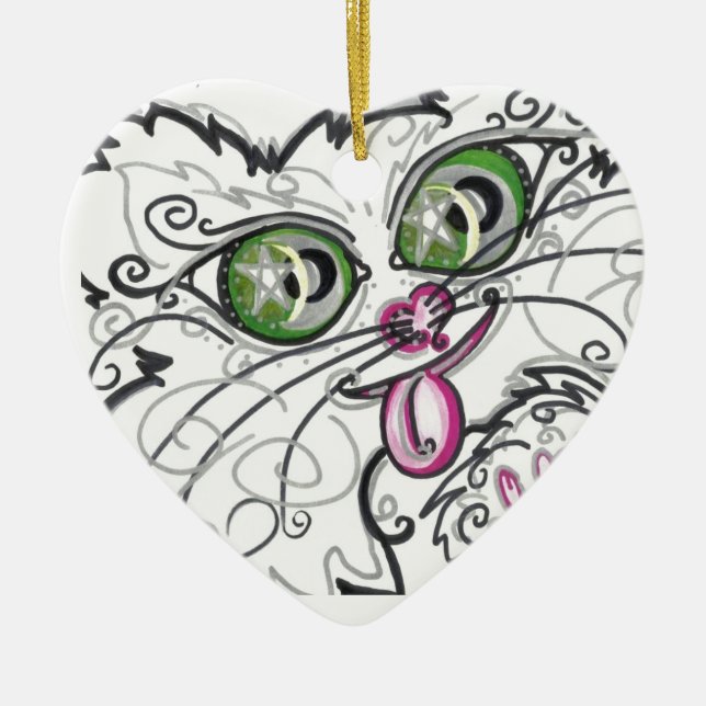 Ornament Coole Katzen-Gesicht-Scroll-Kunst (Vorne)