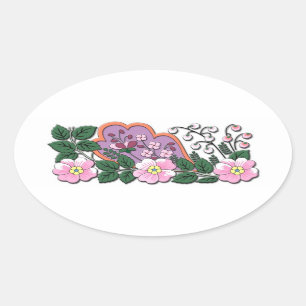 Ornament deutscher mittelalterlicher Blume Ovaler Aufkleber