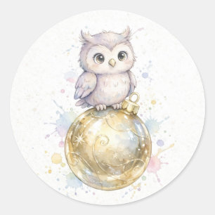 Ornament Eule Weihnachten Runder Aufkleber