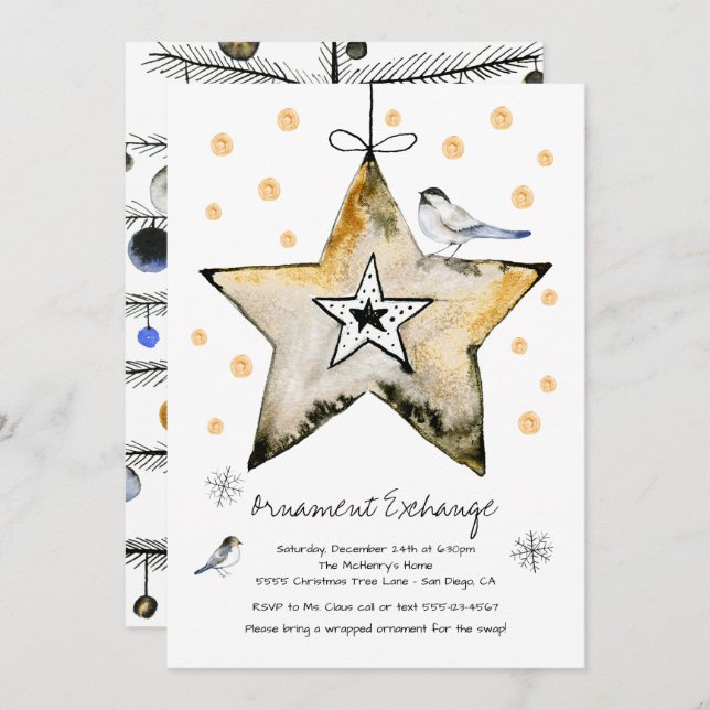 Ornament Exchange Swap Christmas Holiday Party Einladung (Vorne/Hinten)