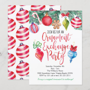 Ornament Exchange Weihnachtsgebäck Party Einladung