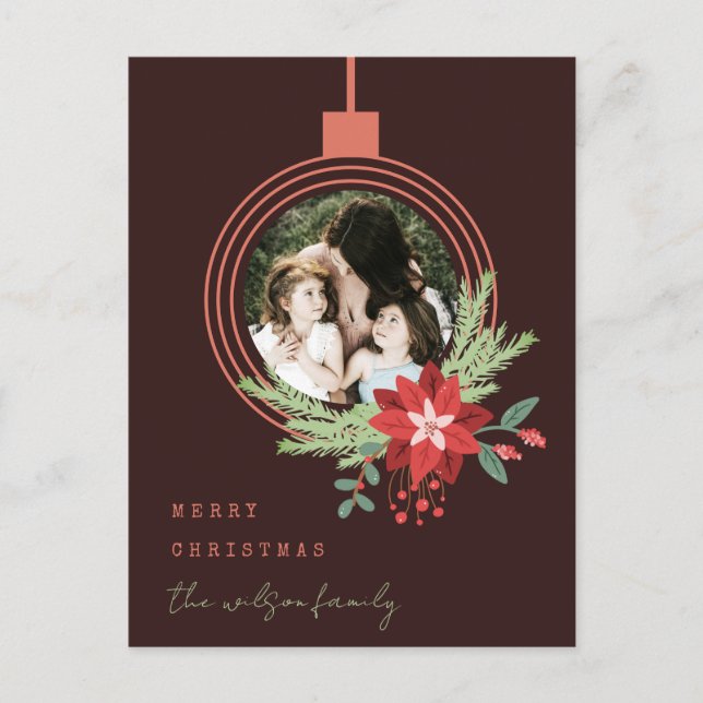 Ornament Foto Poinsettia Brown frohe Weihnachten (Vorderseite)