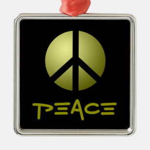 Ornament, Frieden, Gold Ornament Aus Metall
