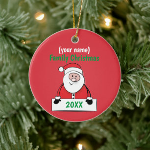 Ornament - Gewohnte Weihnachtsfamilie (Name hinzuf