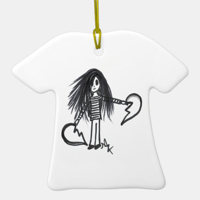 Ornament Girl, Black & White Broken Halbherz (Hinten)