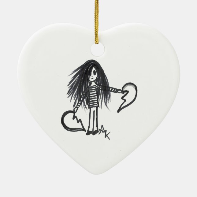 Ornament Girl, Black & White Broken Halbherz (Hinten)