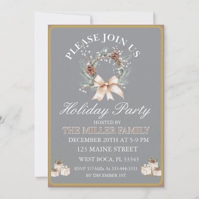 Ornament  Gold&Silver Christmas Party  Einladung (Vorderseite)