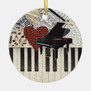 Ornament - Grand Piano mit Herz, Musik, Musik