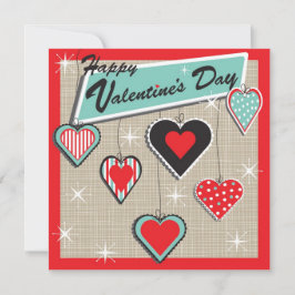 Ornament Hearts Retro Valentinstag Party Einladung