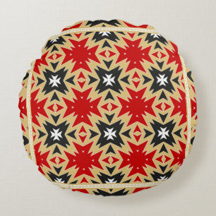 Ornament mit geometrischem farbenfrohem Muster, Se Rundes Kissen
