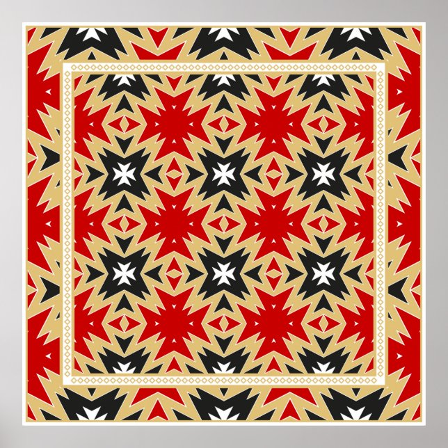 Ornament mit geometrischem Farbmuster, Silk Ne Poster (Vorne)