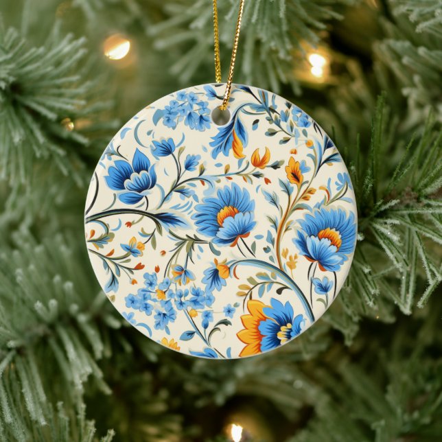 Ornament mit kompliziertem blauem und orangefarben (Baum)