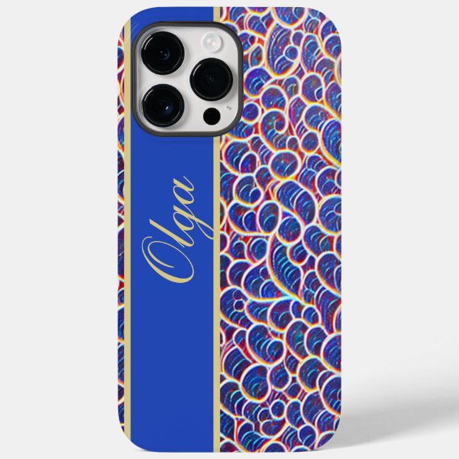 Ornament Muster blau orange Case-Mate iPhone Hülle (Rückseite)