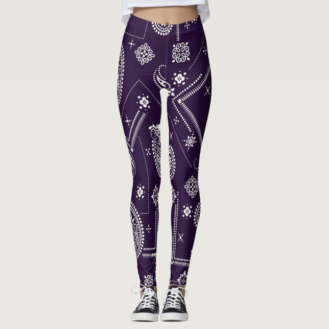 Ornament Paisley Bandana Print Pattern Leggings (Vorderseite)