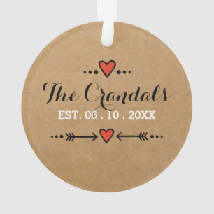 Ornament Pink Heart Arrows - Hochzeitstag -