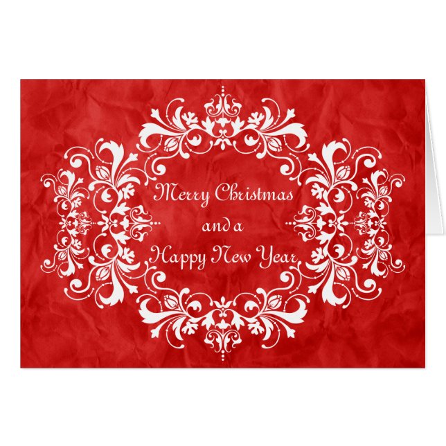 Ornament-Rahmen weiß + Ihr Text & Foto (Vorderseite (Horizontal))