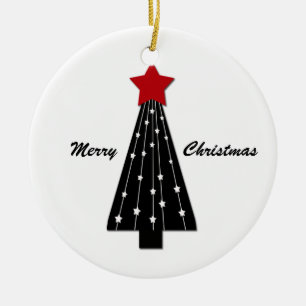 Ornament Red Star Black Tree