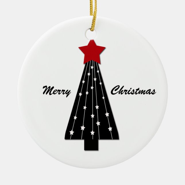 Ornament Red Star Black Tree (Vorne)