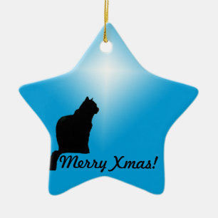 Ornament/Star - Katze Silhouette Keramik Ornament
