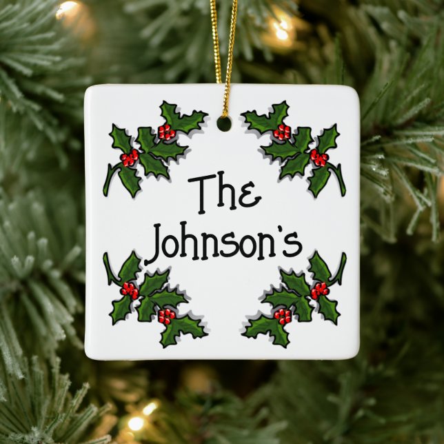 Ornament - Text in Holly Branches Gerahmt (Baum)