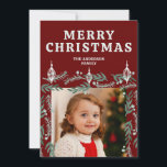 Ornament und Evergreen Border Zwei Fotos Feiertagskarte<br><div class="desc">Eine schöne Hand illustriertes immergrün und Zierrahmen-Design macht eine elegante und festliche doppelseitige Weihnachtskarte. Ihre eigenen 2 Fotos können hinzugefügt werden.</div>