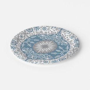 Ornament und Schnee Winter Papier Teller