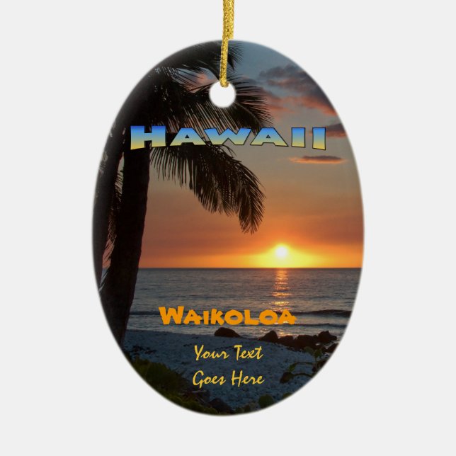 Ornament: Waikoloa Sunset #1 (Oval) Keramik Ornament (Vorne)