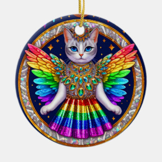 Ornament Weihnachts Rainbow Angel Cat