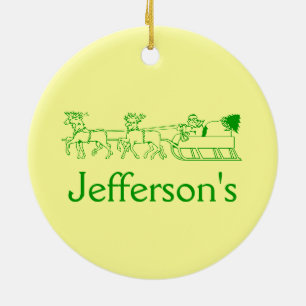 Ornament - Weihnachtskranz und Schlitten