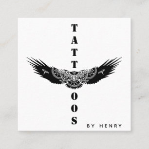 Ornamental Adler Bird Tattoo Artist Minimalistisch Quadratische Visitenkarte