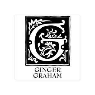 Ornamental Alphabet Letter G Mit Monogramm Gummistempel