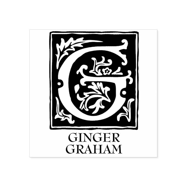 Ornamental Alphabet Letter G Mit Monogramm Gummistempel (Prägung)