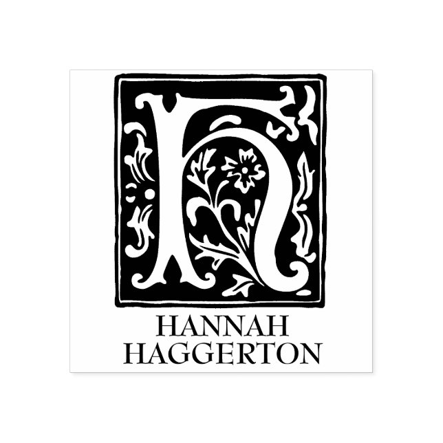 Ornamental Alphabet Letter H Mit Monogramm Gummistempel (Prägung)