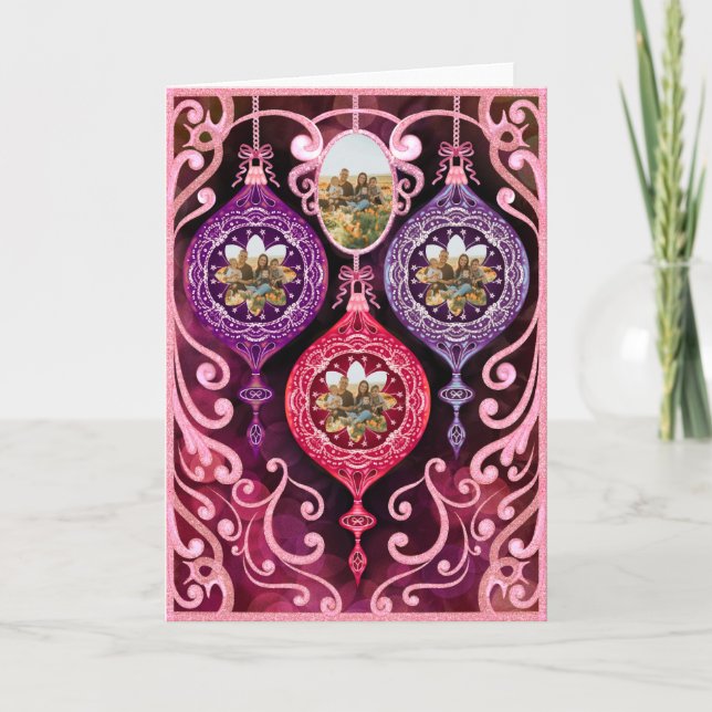 Ornamental Christmas - Photo Christmas card Karte (Vorderseite)
