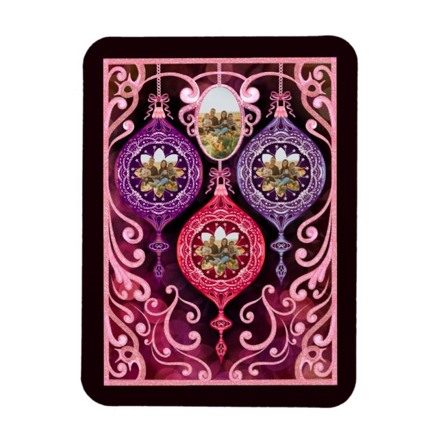 Ornamental Christmas - Photo Christmas card Magnet (Vertikal)