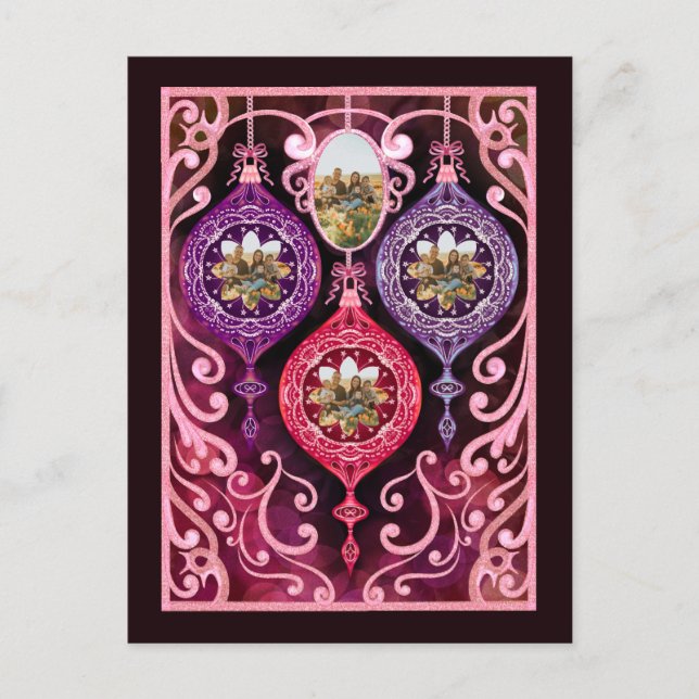 Ornamental Christmas - Photo Christmas card Postkarte (Vorderseite)