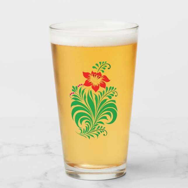 Ornamental Floral Flower Design – Elegant Glas (Vorne (Gefüllt))