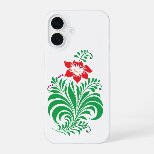 Ornamental Floral Flower Design – Elegant iPhone 16 Hülle (Rückseite)